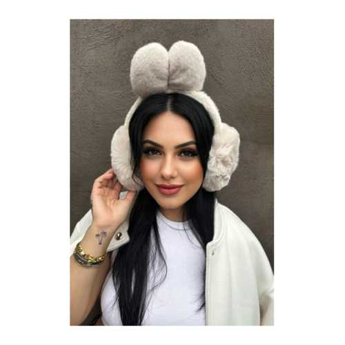 KREM RENK KURDELE FİGÜRLÜ PELUŞ KULAKLIK
