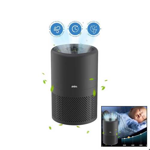 GRİ HAVA TEMİZLEME CİHAZI OTOMATİK FAN 3 KADEME FİLTRELEME LED AYDINLATMA SESSİZ UYKU MOD SAP-5507 (