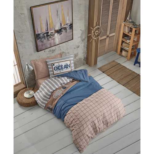 COTTON BOX GENÇ RANFORCE NEVRESİM TAKIMI TEK KİŞİLİK OCEAN LACİVERT