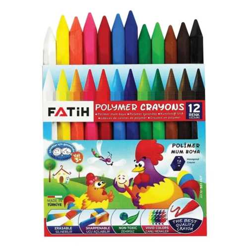 FATİH MUM PASTEL BOYA POLYMER CRAYONS KISA 12 RENK