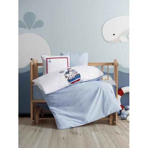 COTTON BOX PUNCH NAKIŞLI BEBEK NEVRESIM TAKIMI MINIYO MAVI