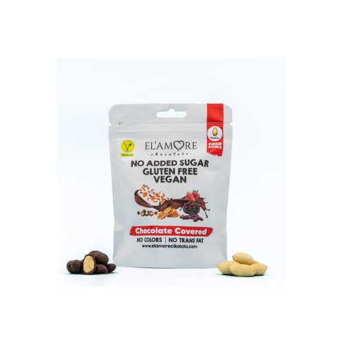 ŞEKER İLAVESIZ, GLÜTENSIZ, VEGAN YER FISTIKLI BITTER ÇIKOLATA - DOYPACK 50 GR