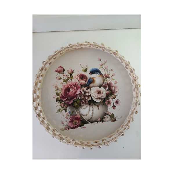 DESENLİ RATTAN BONCUKLU TEPSİ 