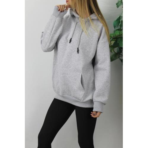 ÜÇ IPLİK KAPSONLU SWEAT GRİ - 2410.2022