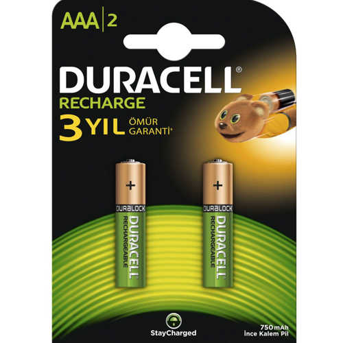 DURACELL ŞARJ EDİLEBİLİR 2Lİ AAA 750 MAH