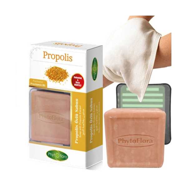  PHYTOFLORA  PROPOLİS ÖZLÜ SABUN KESE VE SABUNLUK HEDİYELİ SET