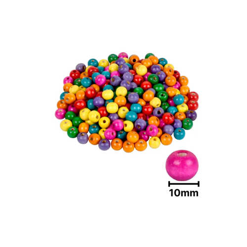AHŞAP BONCUK RENKLİ ASKILI 10MM YUVARLAK B4116