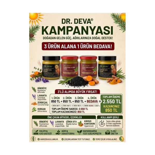 DR.DEVA KUYRUK YAĞI VE ROMATİZMA & AĞRI  KREMİ  ( 210 ML. )   3 ALANA  4. KREM BEDAVA 