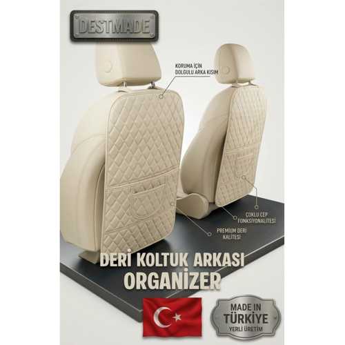 FİAT EGEA CROSS UYUMLU KREM DERİ KREM DİKİŞ ARAÇ İÇİ KOLTUK ORGANİZER TAKIMI