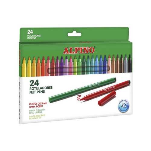 ALPİNO KEÇELİ BOYA KALEMİ 24LÜ RENK AR-1003