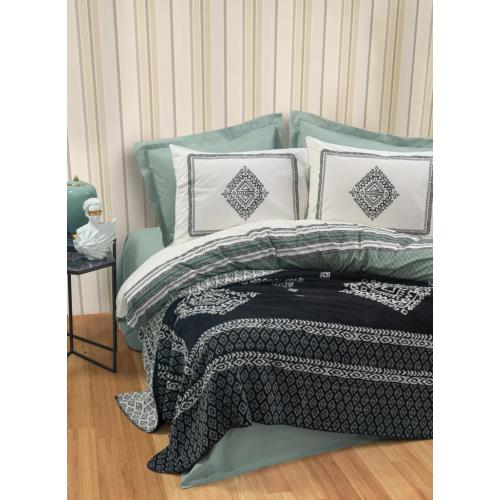 COTTON BOX ÇIFT KIŞILIK BATTANIYELI NEVRESIM TAKIMI HARDY YEŞIL