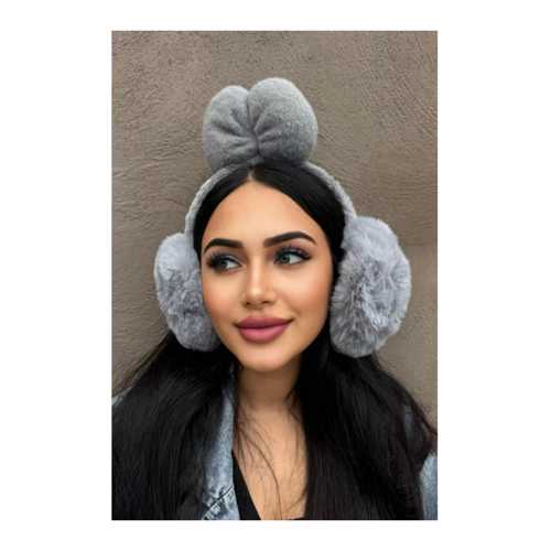 GRİ RENK KURDELE FİGÜRLÜ PELUŞ KULAKLIK