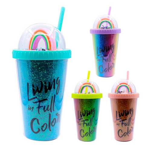 ŞAHİN PM-3004 COLORFUL PİPETLİ BARDAK MATARA 450ML