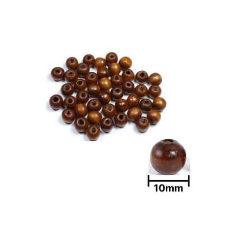 AHŞAP BONCUK KAHVERENGİ 500GR 10MM YUVARLAK