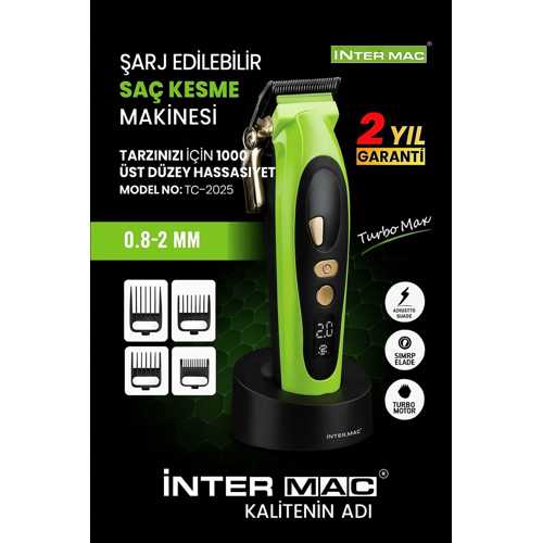 İNTER MAC3 ŞARJ EDİLEBİLİR SAÇ KESME MAKİNESİ TARZINI İÇİN %100 ÜST DÜZEY HASSASİYET