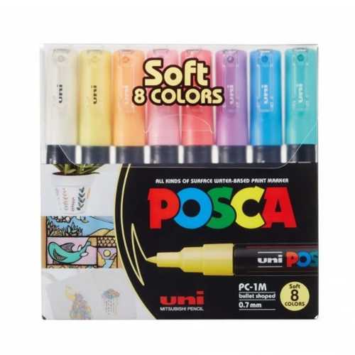 UNİ-BALL POSCA 0.7 SUBAZ. POSTER M. SOFT RENK 8Lİ