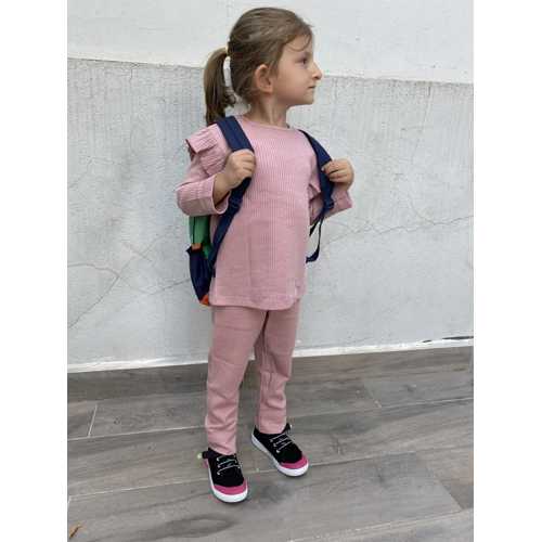 TUBİBEBE 2'Lİ FIRFIR DETAYLI ROSE WAFFLE TAKIM