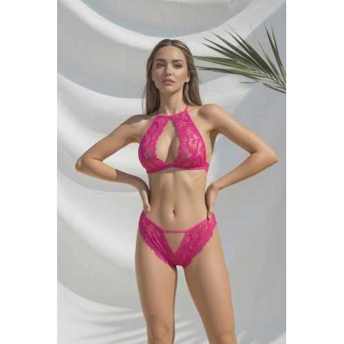 PEMBE İÇ ÇAMAŞIRI TAKIMI DANTEL DETAYLI KADIN İÇ GİYİM