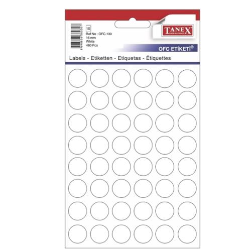 TANEX OFİS ETİKETİ ?16MM OFC-130 BEYAZ