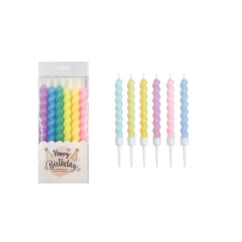 BRŞ MUM SPİRAL MAKARON RENKLİ 12CM 6 LI