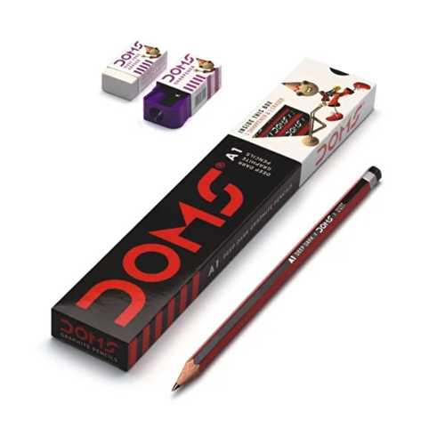 DOMS HB A1 KÖŞELİ KURŞUN KALEM -12 +SİLGİ+K.TIRAŞ