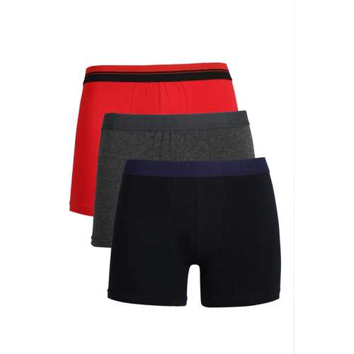 ERKEK PENYE 3'LÜ BOXER KIRMIZI-FÜME-LACIVERT