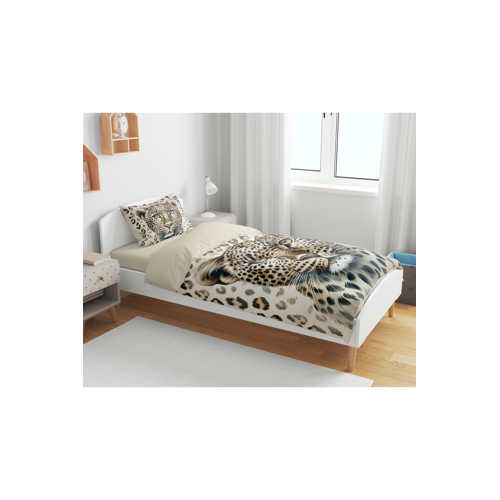 LEOPAR BASKILI 3D TEK KİŞİLİK ÇARŞAFSIZ NEVRESİM TAKIMI