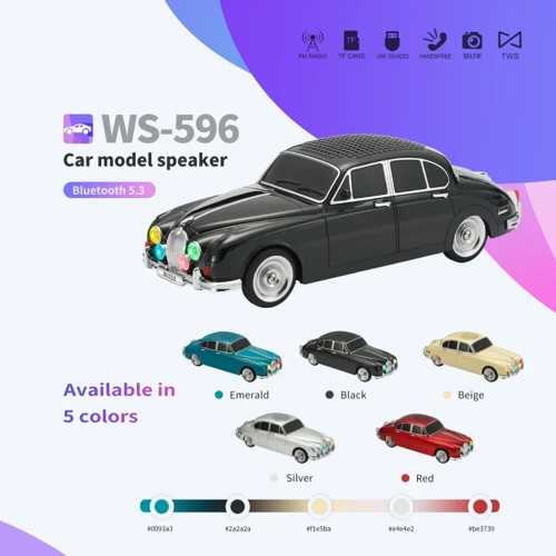 WS-596 ARABA GÖRÜNÜMLÜ KABLOSUZ BLUETOOTH HOPARLÖR SİYAH (4172)