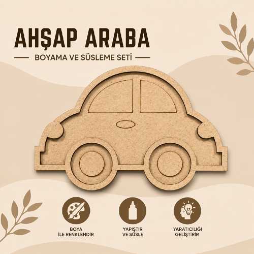 ESMAY MDF BOYAMA OBJESİ 20X15CM VOSVOS ARABA