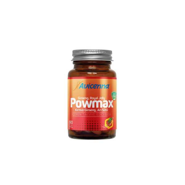 POWMAX KIRMIZI GİNSENG ,  ARI SÜTÜ İÇEREN TAKVİYE EDİCİ GIDA  90 TABLET 750 MG.