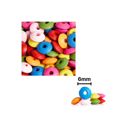 AHŞAP BONCUK RENKLİ 6MM YASSI B3457