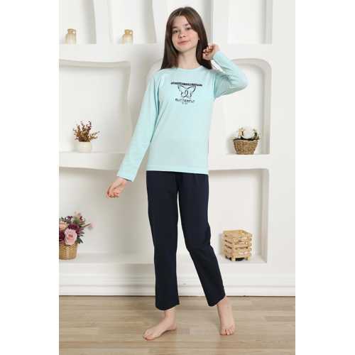 KIZ ÇOCUK PENYE PIJAMA TAKIM SU YEŞILI