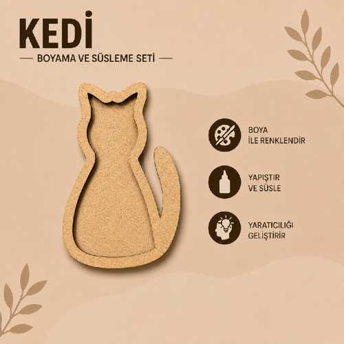 ESMAY MDF BOYAMA OBJE KATMANLI KEDİ KUYRUKLU 9X6C